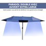 Voir la diapositive 4 : OUTSUNNY Parasol de jardin XXL parasol grande taille 4,6L x 2,7l x 2,4H m ouverture fermeture manivelle acier polyester haute densité bleu