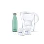 Voir la diapositive 1 : BRITA Carafe filtrante marella blanche + 1 bouteille isotherme bleu