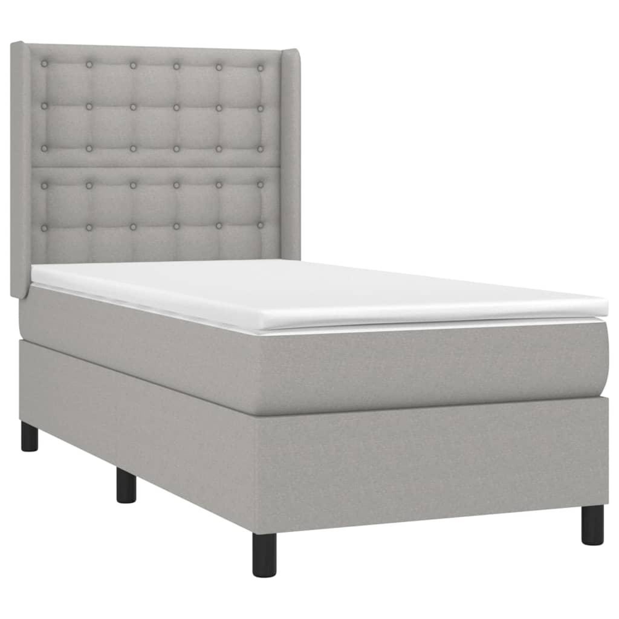 Voir la diapositive 3 : VIDAXL Sommier a lattes de lit avec matelas Gris clair 80x200 cm Tissu