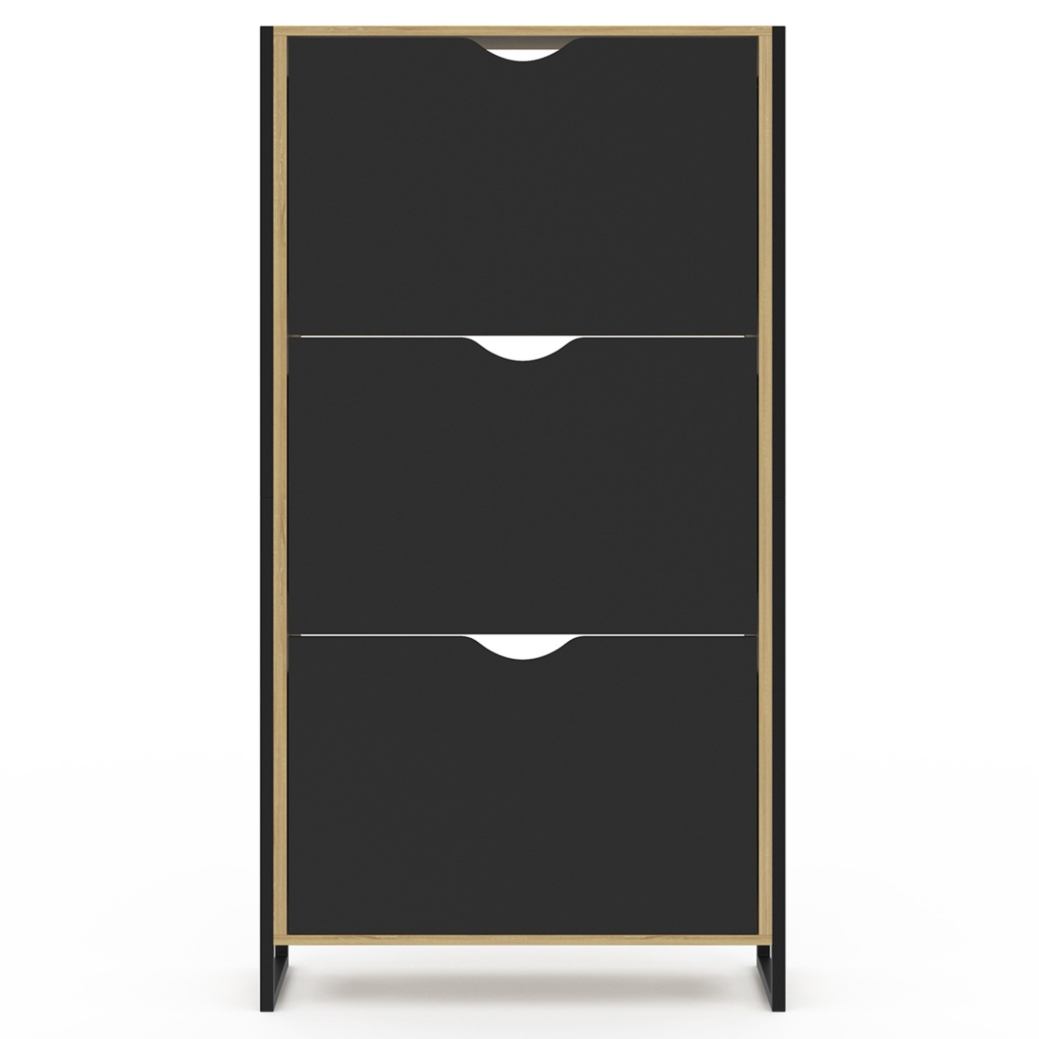 Voir la diapositive 3 : ID MARKET Meuble à chaussures 18 paires boston 3 portes noires design industriel