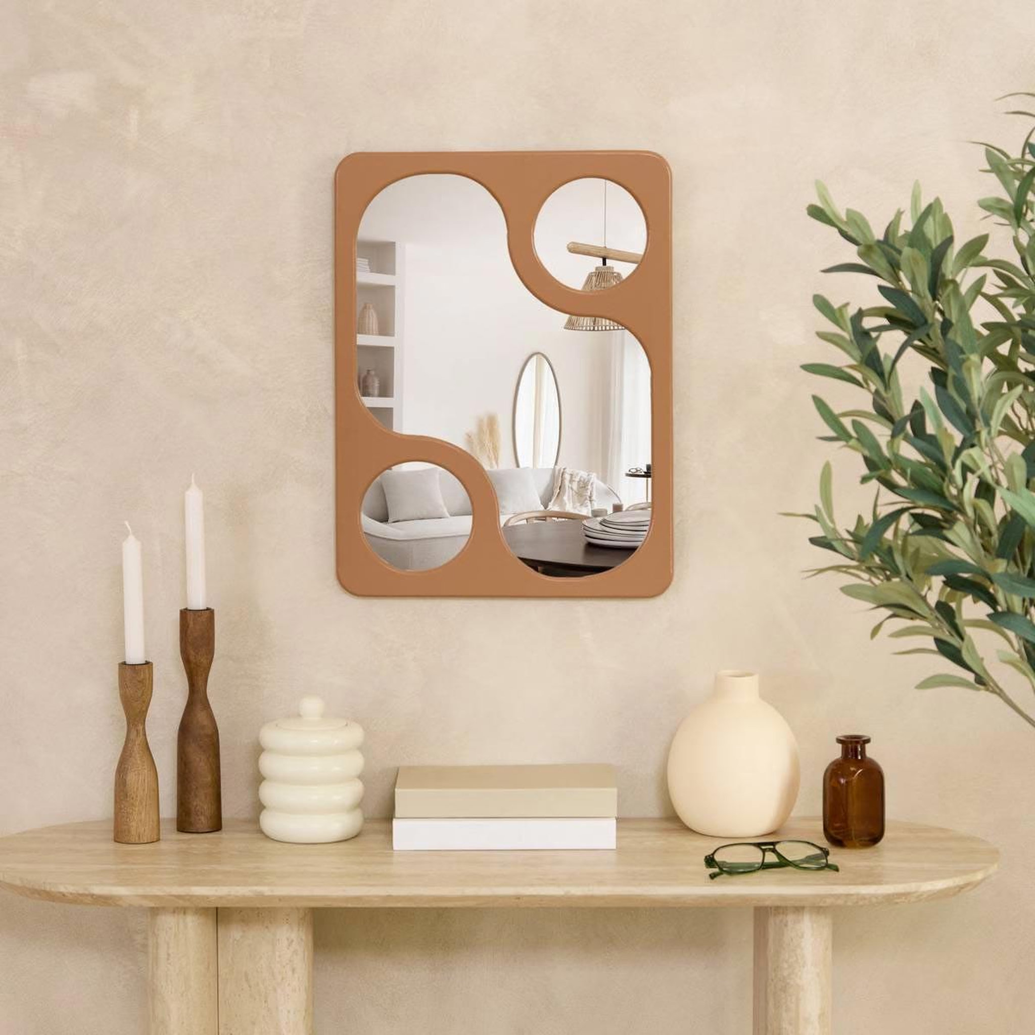 Voir la diapositive 3 : ATMOSPHERA Miroir mural design  austin  50cm rose