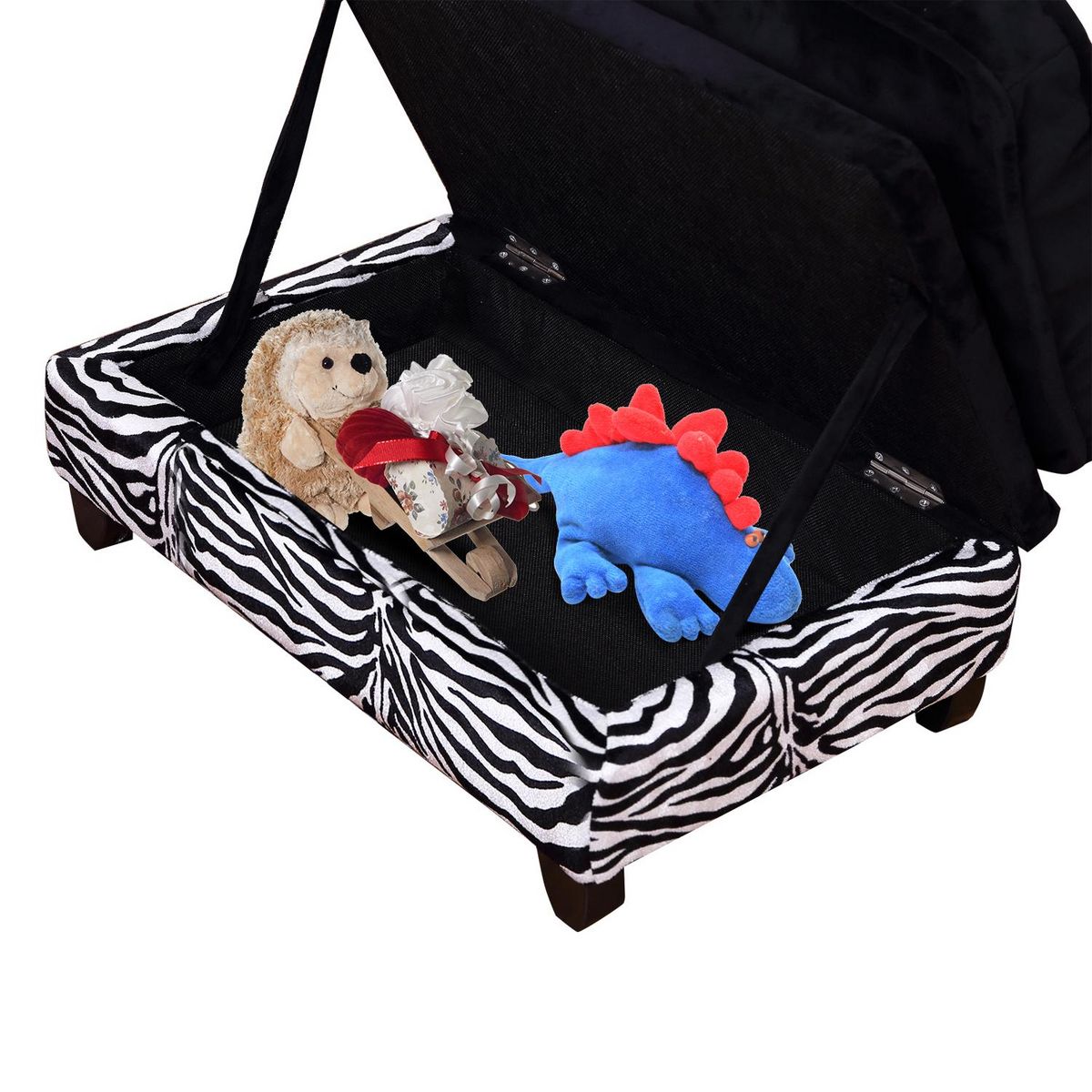 PAWHUT Méridienne canapé design pour chien chat avec coffre de rangement sur pied 57 x 34 x 36 cm noir zébré