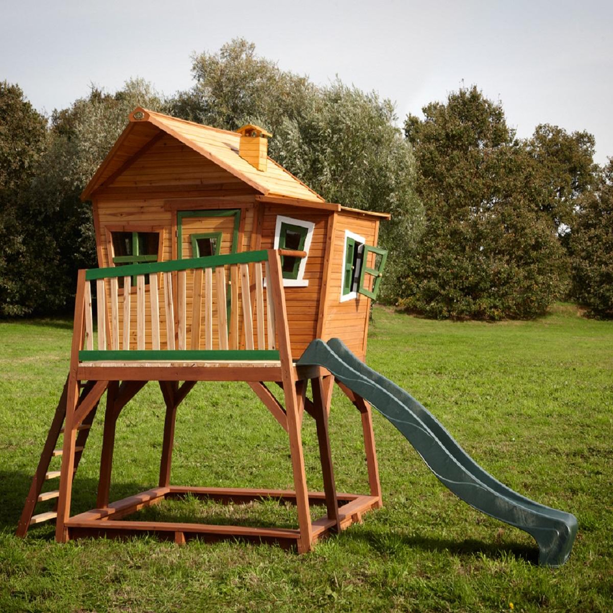 Voir la diapositive 3 : PRAGMA Aire de jeux avec toboggan et bac à sable-Bois- 2,88m