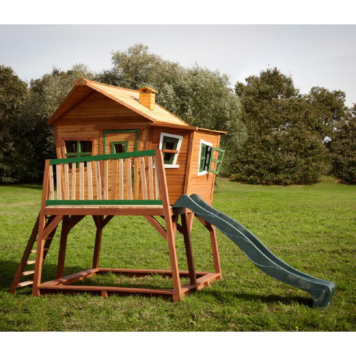 PRAGMA Aire de jeux avec toboggan et bac à sable-Bois- 2,88m