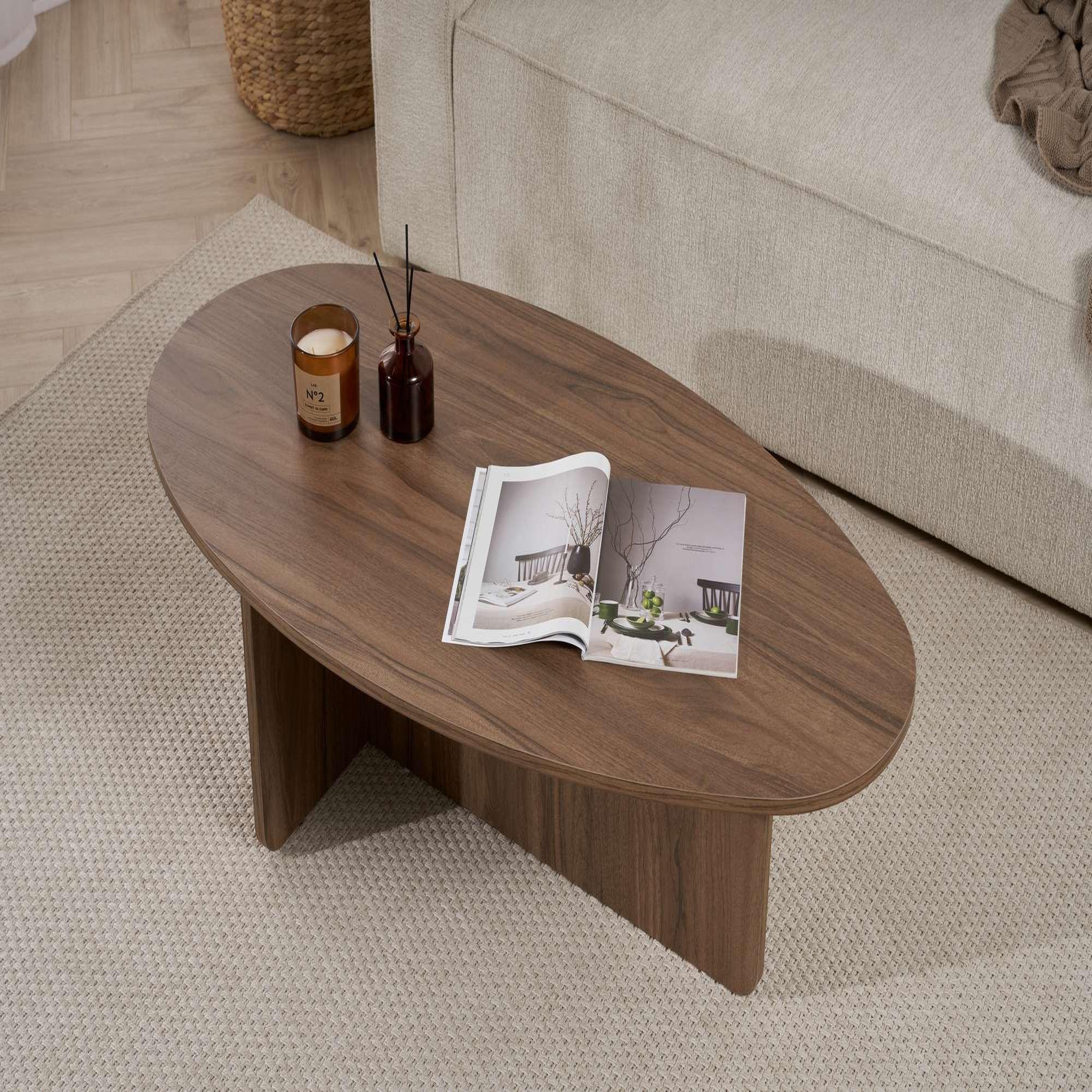Voir la diapositive 4 : Habitat et Jardin Table basse en bois  orba  - 120 x 65 x 40 cm - noyer