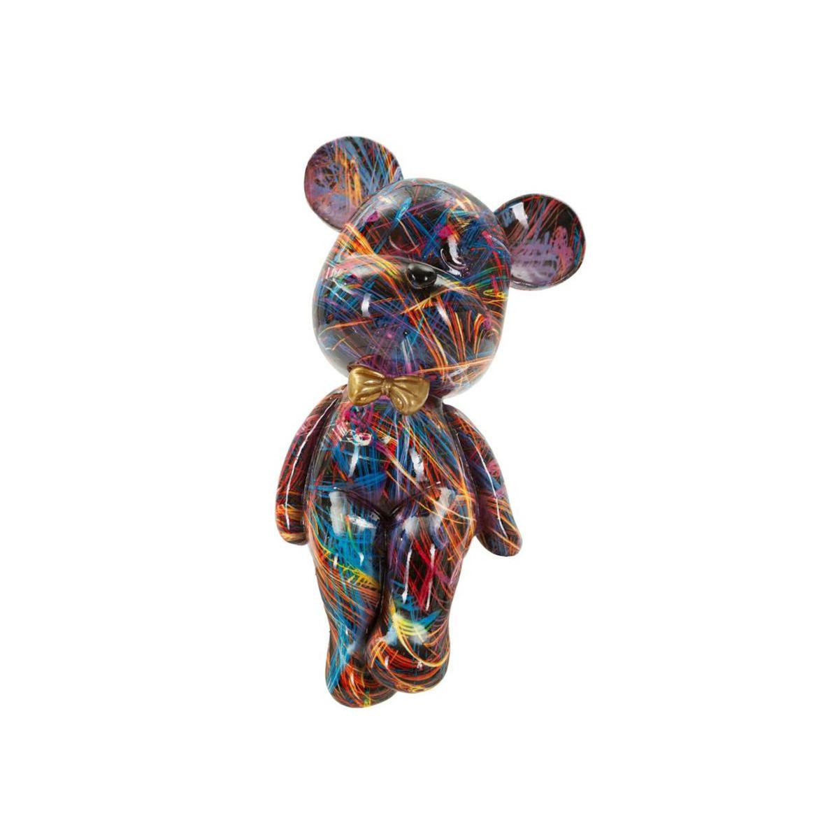 Paris Prix Ourson Nœud Pap en Résine  Psyco  25cm Multicolore