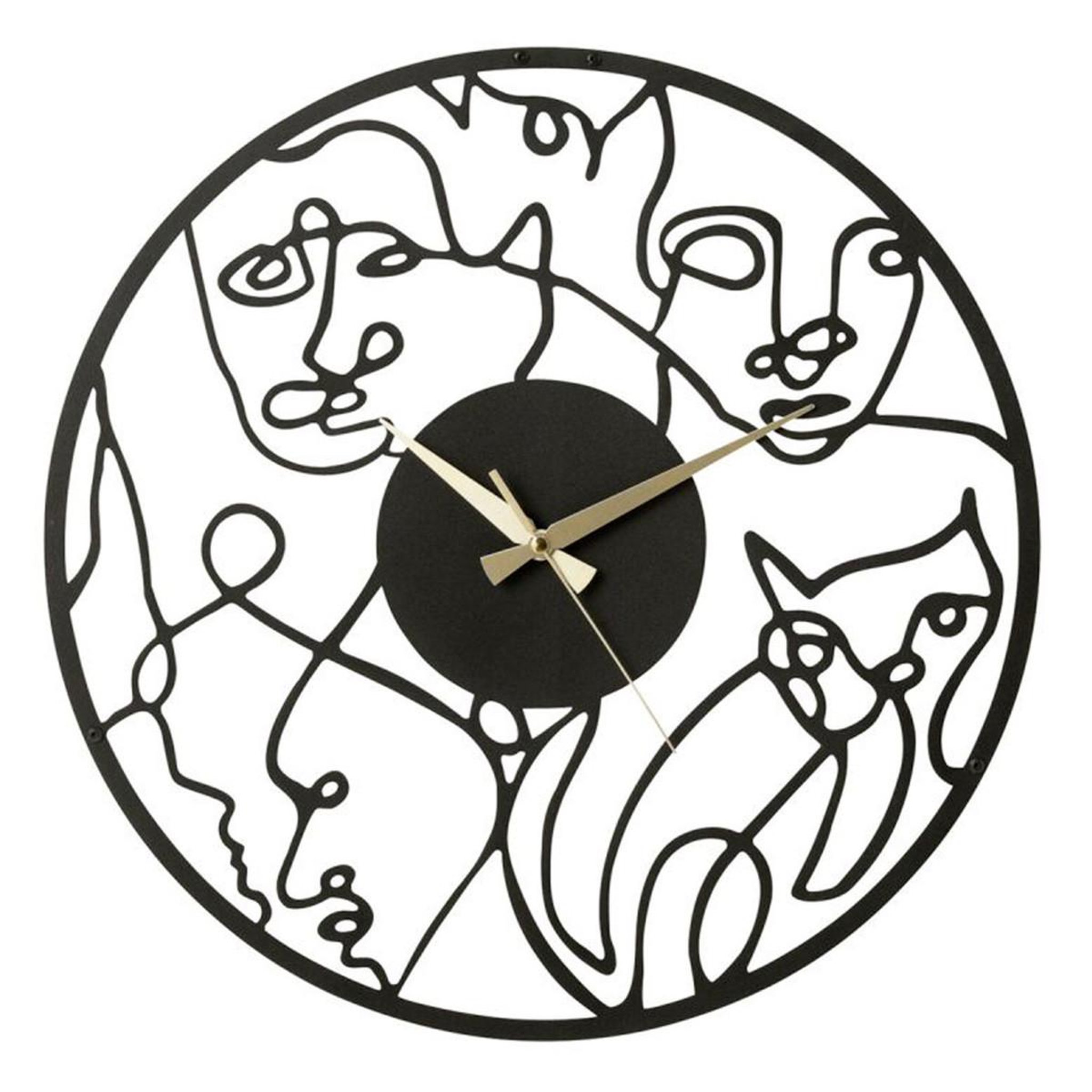 Voir la diapositive 1 : J-LINE Horloge murale en métal  visages  49cm noir