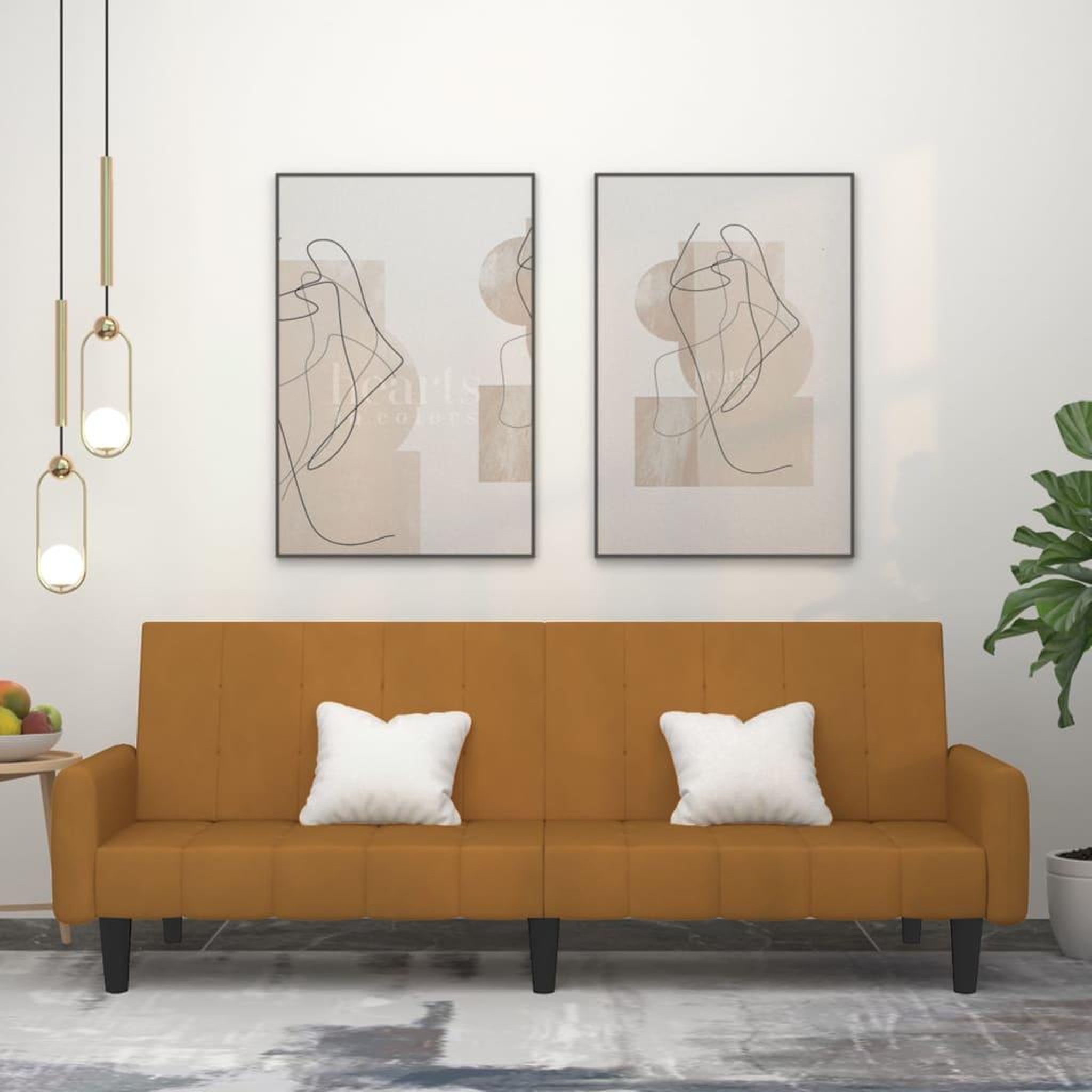 VIDAXL Canape-lit a 2 places marron velours