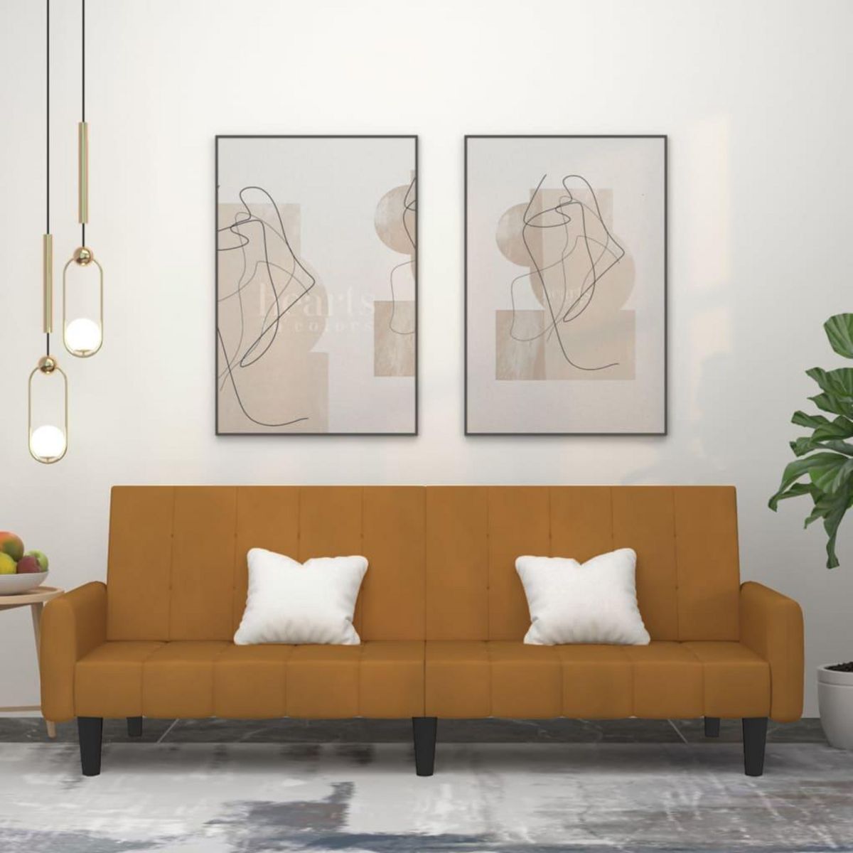 VIDAXL Canape-lit a 2 places marron velours