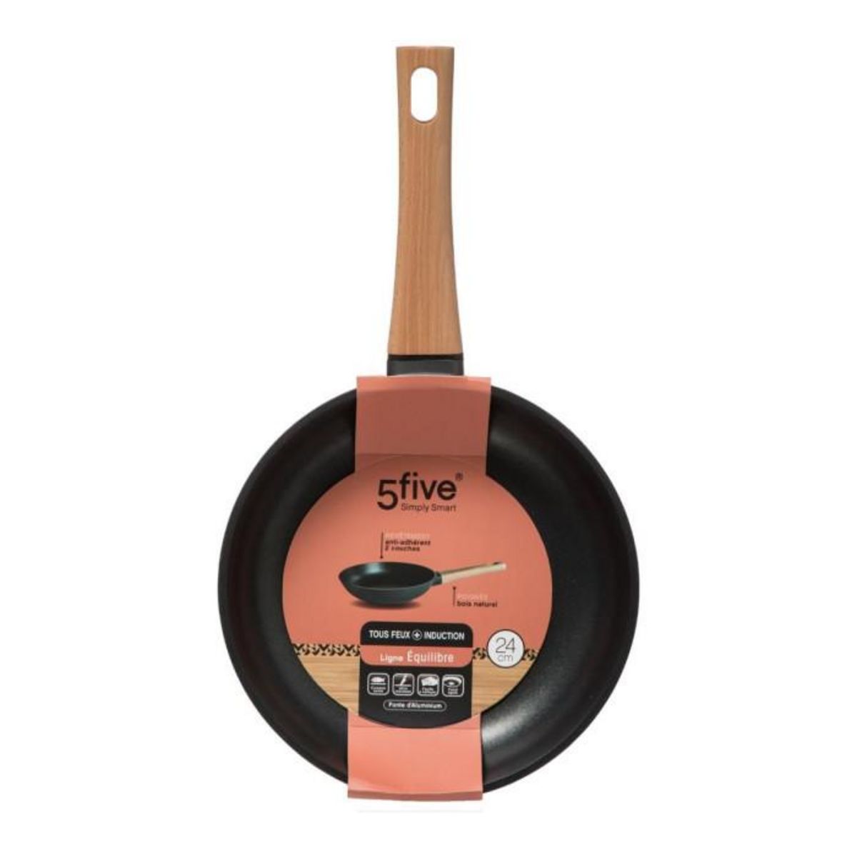 FIVE Poêle en Aluminium  Équilibre  44cm Noir