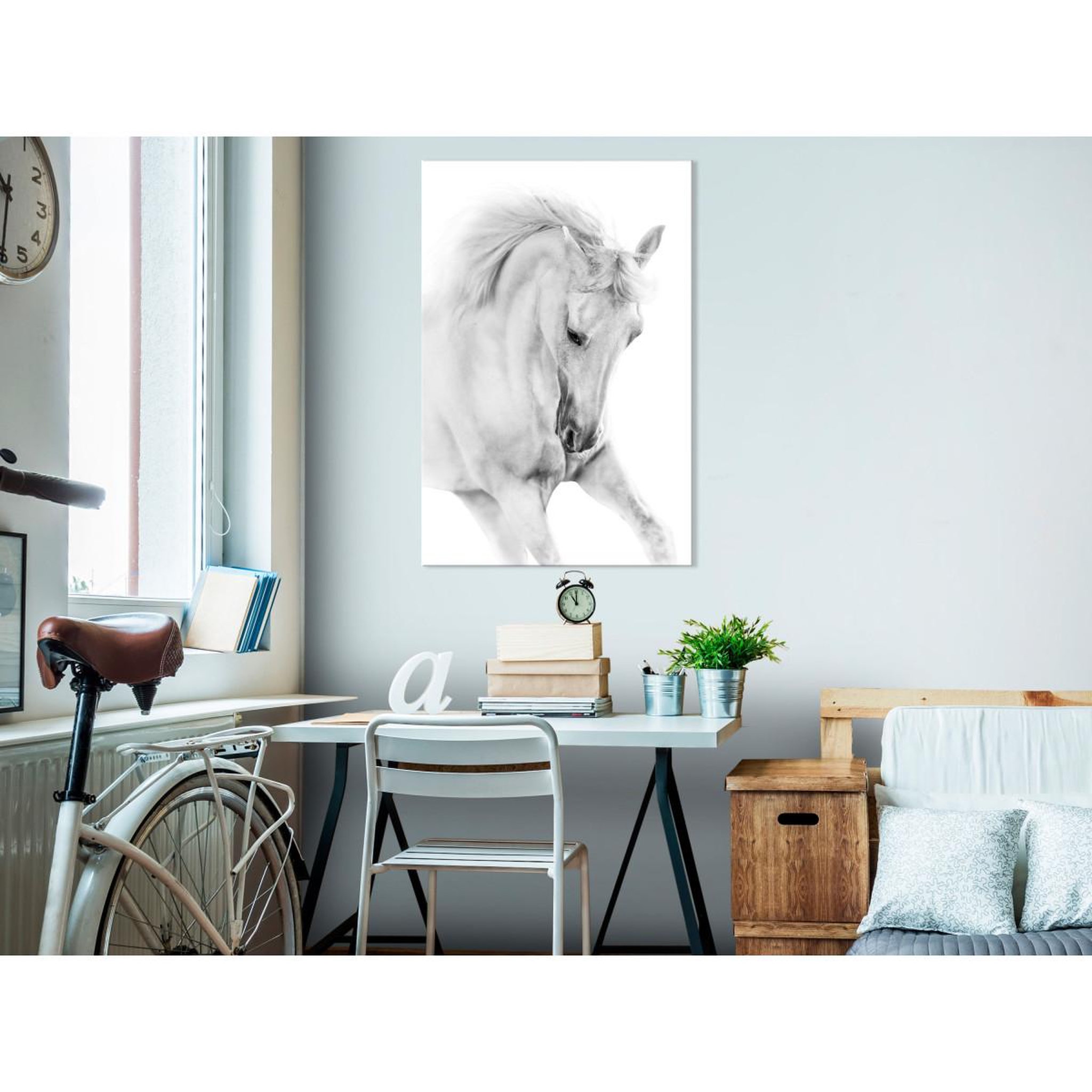 Voir la diapositive 2 : Paris Prix Tableau imprimé  white horse