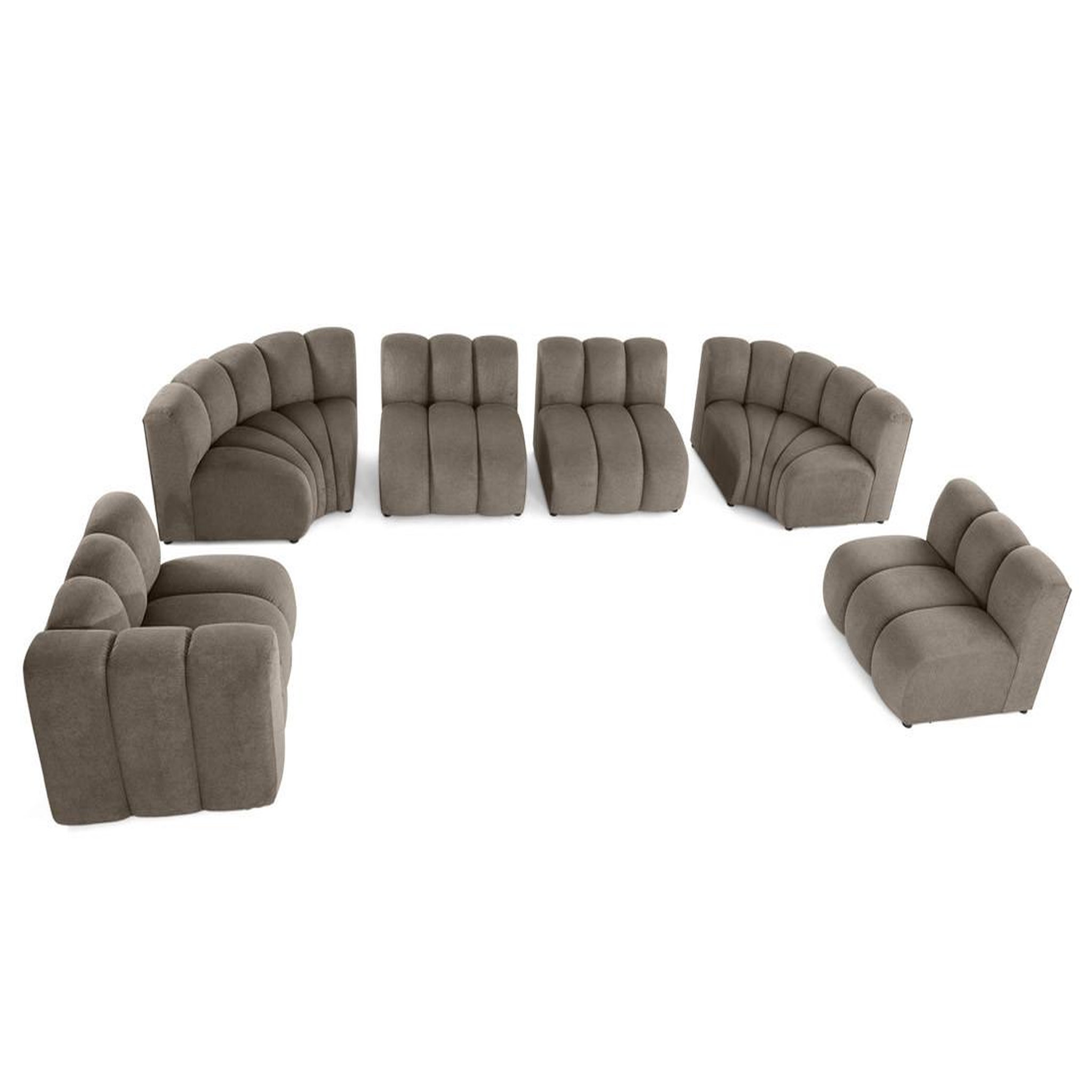 Voir la diapositive 2 : LISA DESIGN Debbie - canapé modulable panoramique d'angle droit 7 places en tissu texturé