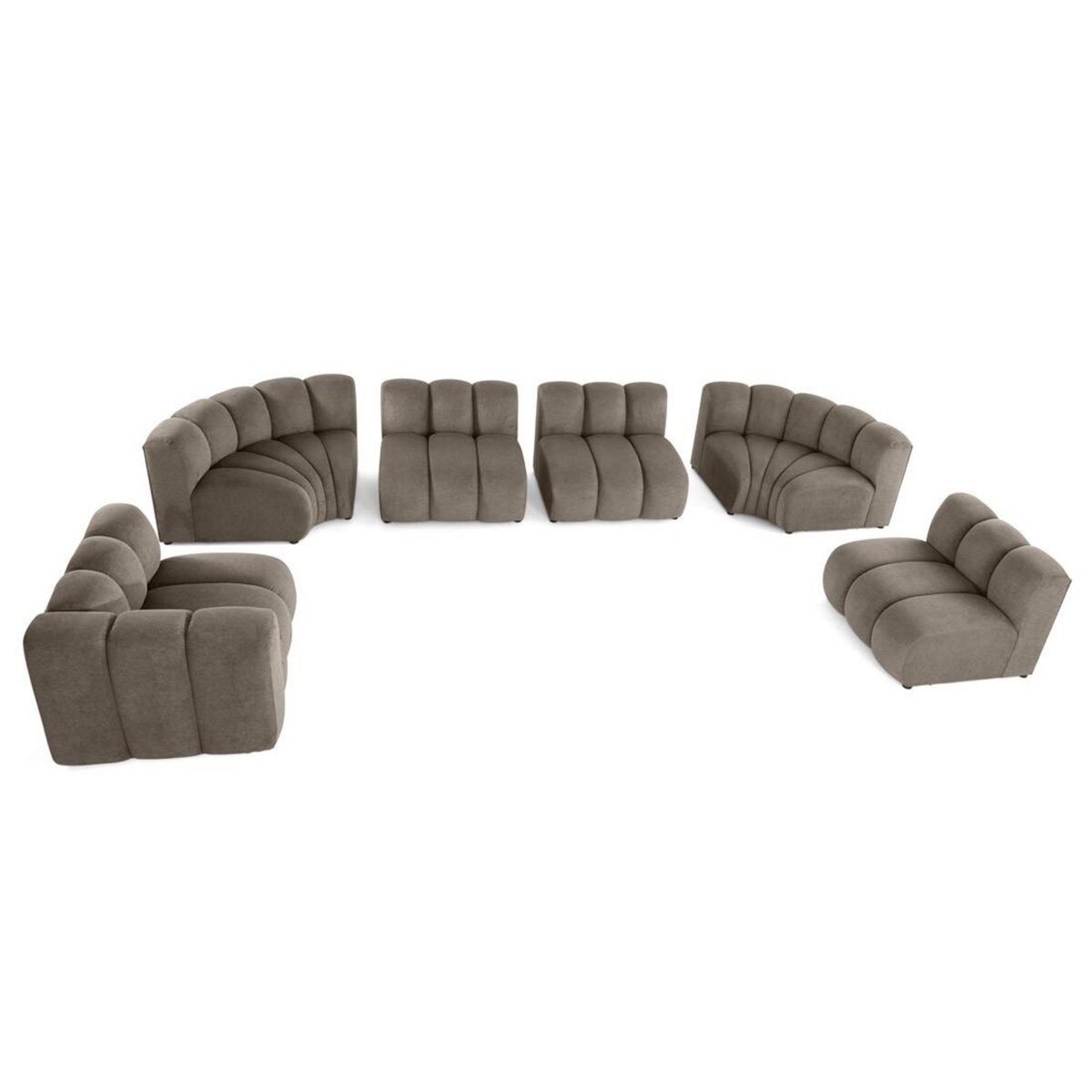 LISA DESIGN Debbie - canapé modulable panoramique d'angle droit 7 places en tissu texturé