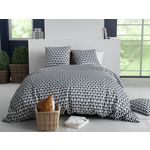 ATELIER DU COTON Parure de couette 100% coton 57fils - geo. Coloris disponibles : Bleu