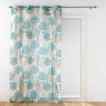 Paris Prix Rideau Voilage à Œillets  Ornella  140x240cm Blanc & Émeraude