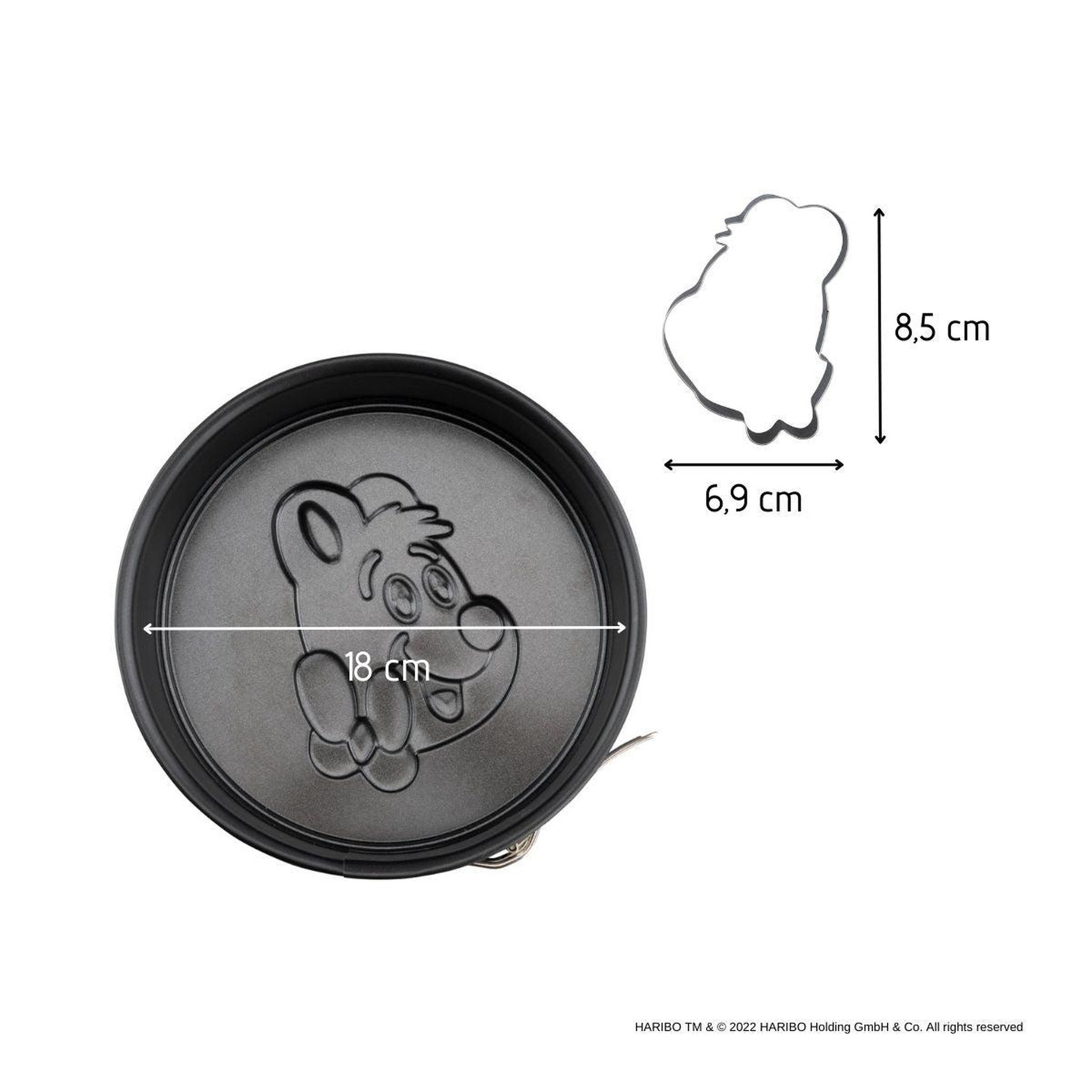Voir la diapositive 3 : ZENKER Moule à manqué à charnière 18 cm avec emporte-pièce zenker haribo