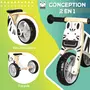HOMCOM Tricycle draisienne enfant 2 en 1 - selle réglable - roues EVA texturées, guidon ergonomique, poignée transport - panneaux bois motif zèbre