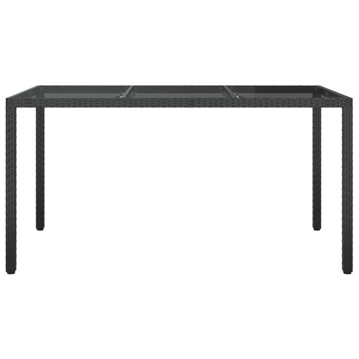 VIDAXL Table de jardin 150x90x75cm Verre trempe et resine tressee Noir