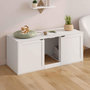 Voir la diapositive 2 : ID MARKET Maison de toilette chat XL cache-litière 2 portes et griffoir bois blanc