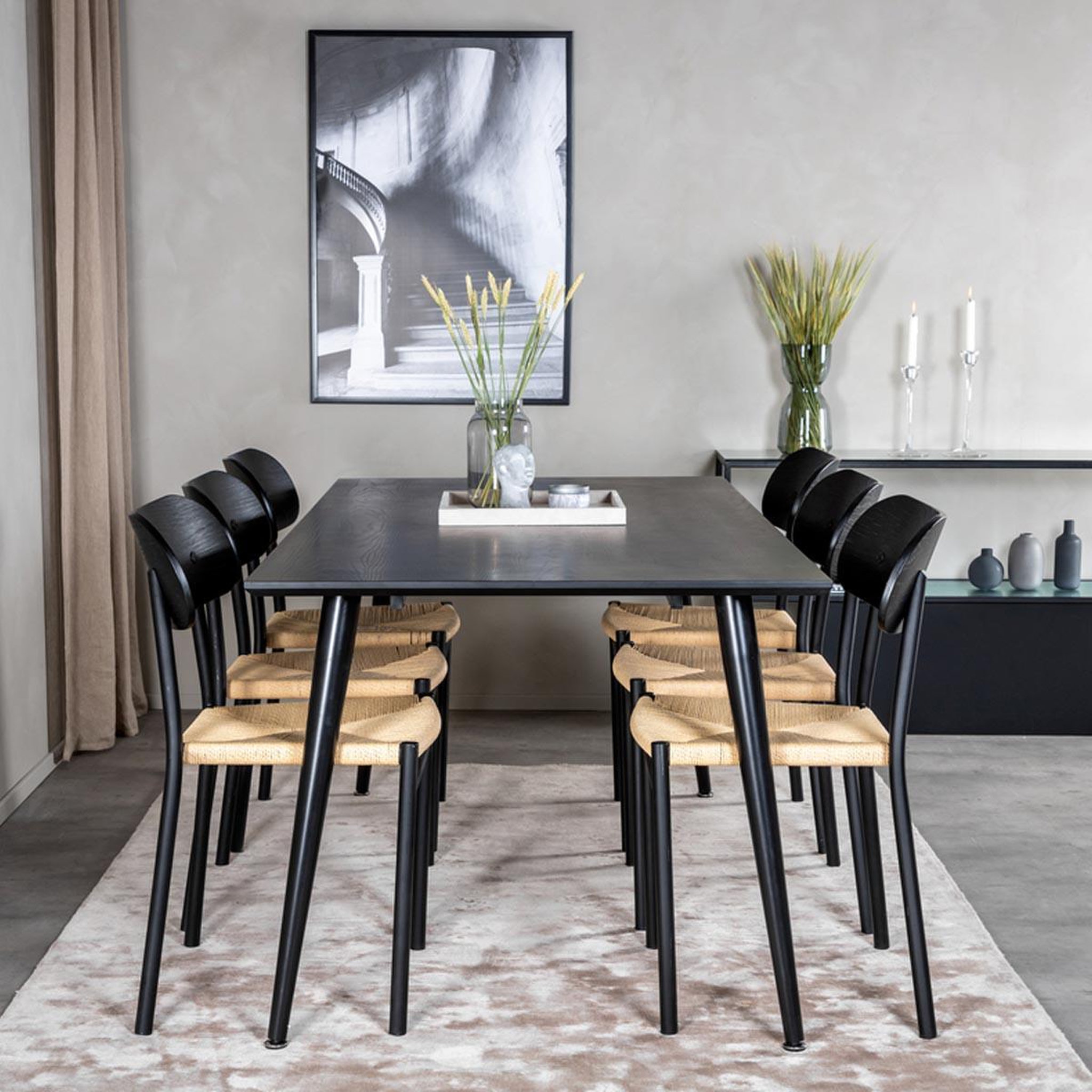 Voir la diapositive 5 : Paris Prix Ensemble table à manger & 6 chaises  dipp & polly  180cm noir
