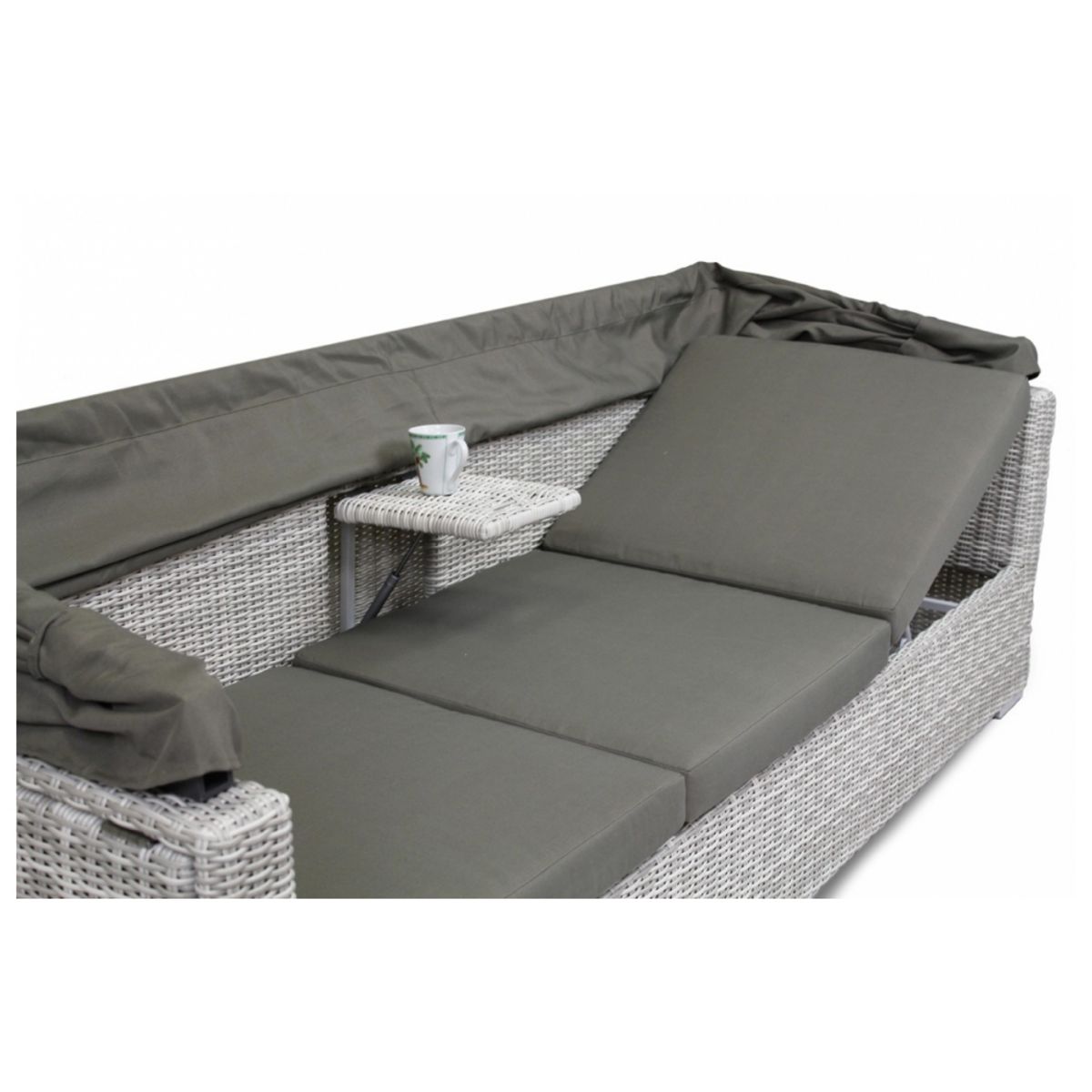 DCB GARDEN Bain de soleil canapé résine tressé ivoire SEYCHELLES 