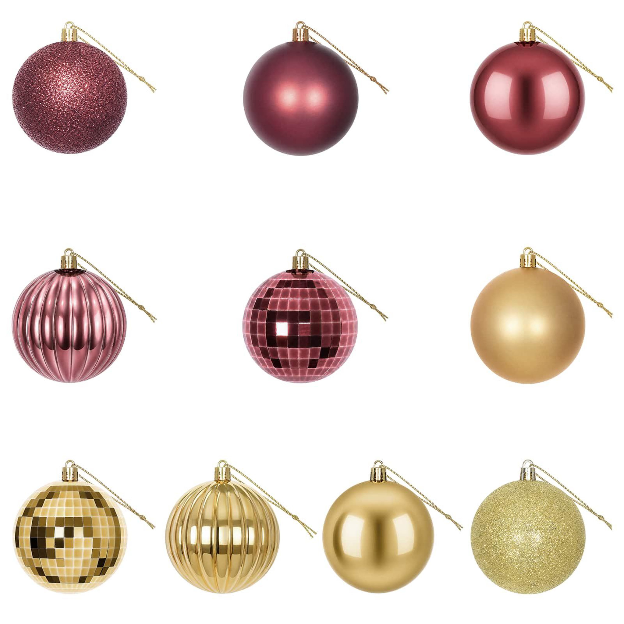 Voir la diapositive 5 : VIDAXL Ensemble de boules de Noël 50 pc Or et rouge bordeaux