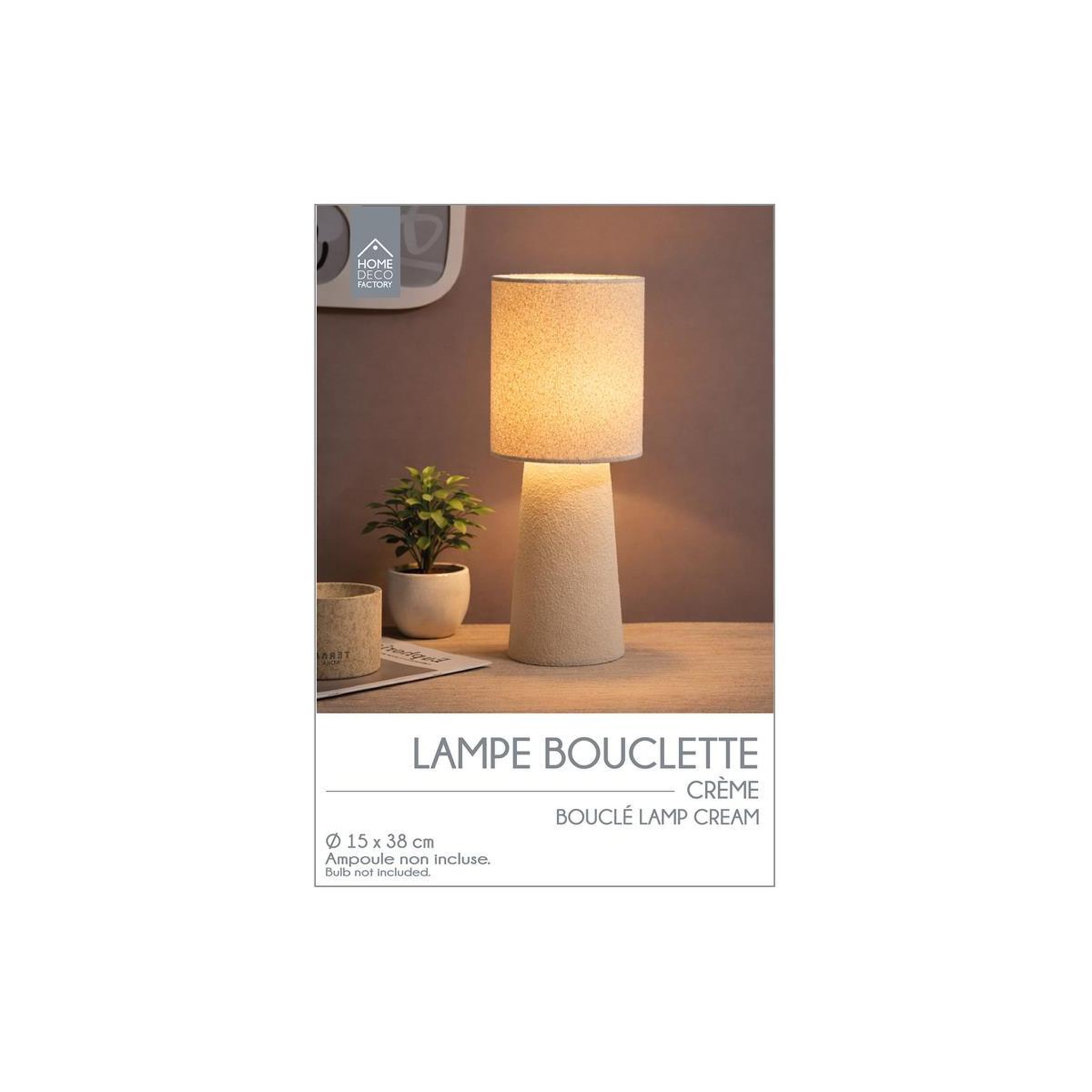 Voir la diapositive 4 : The Home Deco Factory Lampe à poser bouclette  angye  38cm crème
