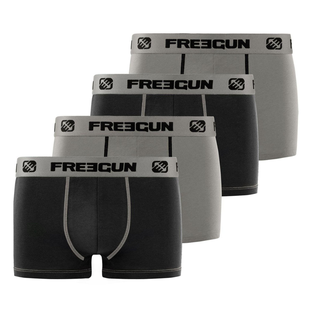 FREEGUN Lot de 4 Boxers homme coton Gris