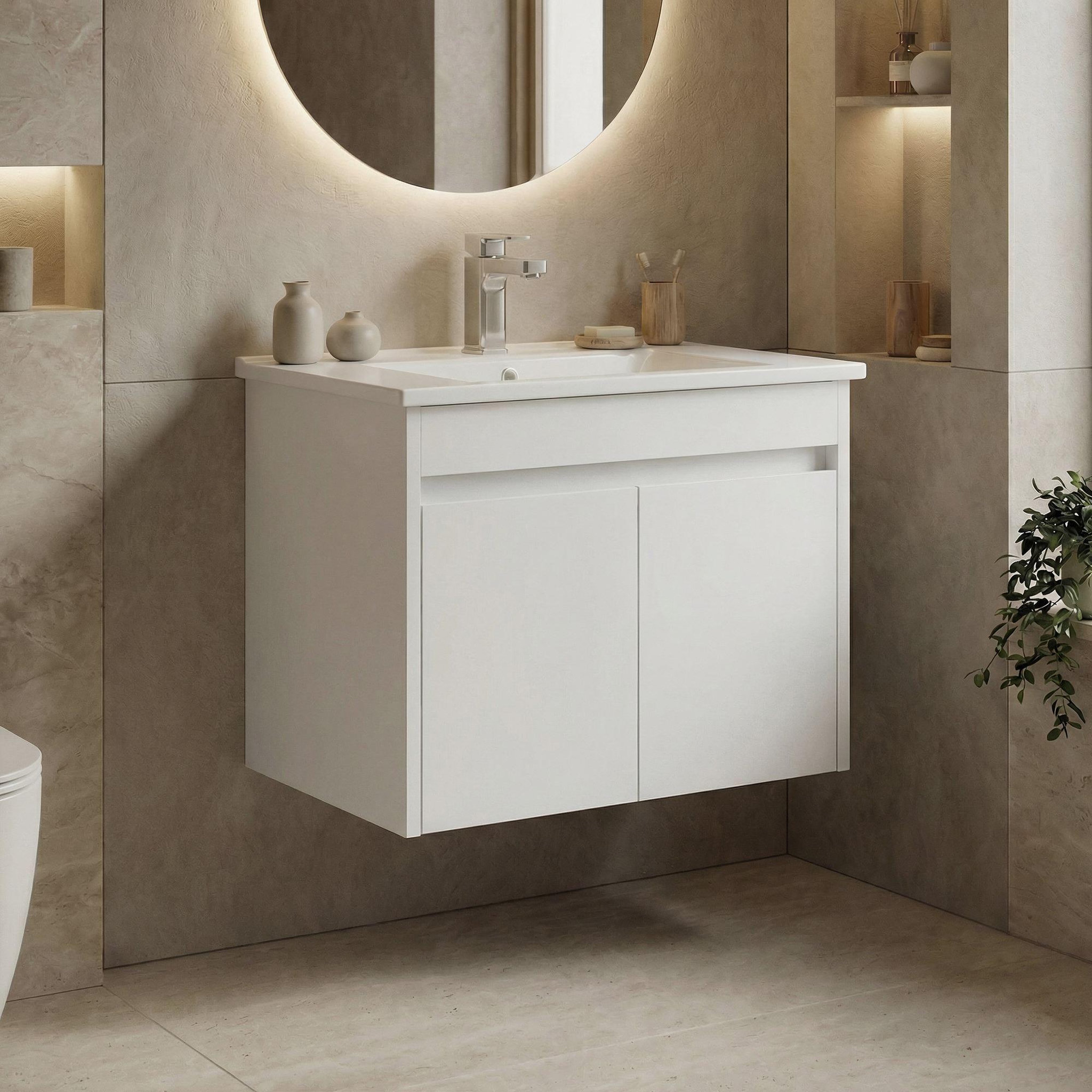 Voir la diapositive 2 : Habitat et Jardin Meuble vasque  side 65 v2  - 65 x 45 x 52 cm - matte white