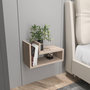 Voir la diapositive 4 : TOILINUX Table de chevet suspendue effet bois ISADORA - Marron
