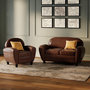Voir la diapositive 2 : Rendez vous déco Ensemble canapé et fauteuil marron foncé 3 places - Club-Club