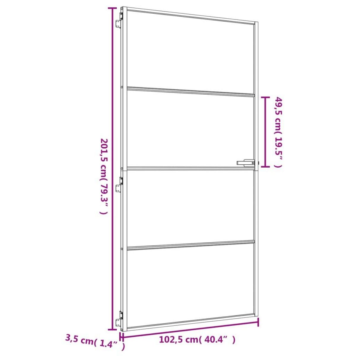 VIDAXL Porte interieure mince dore verre trempe aluminium
