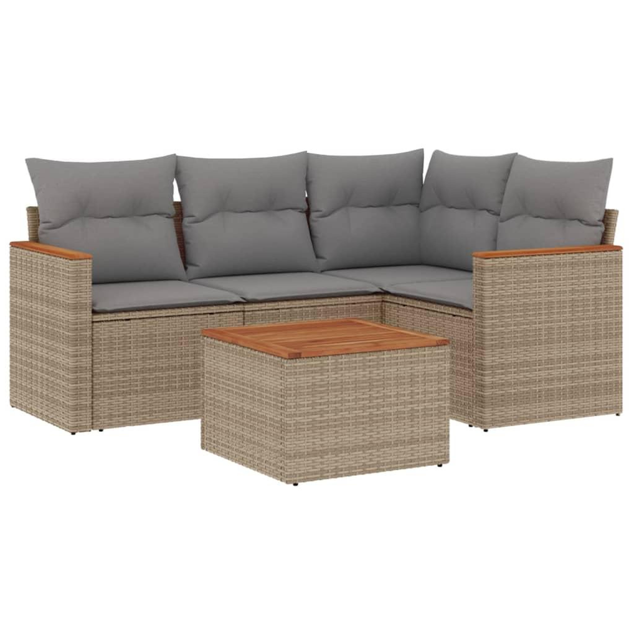 Voir la diapositive 2 : VIDAXL Salon de jardin avec coussins 5 pcs beige resine tressee