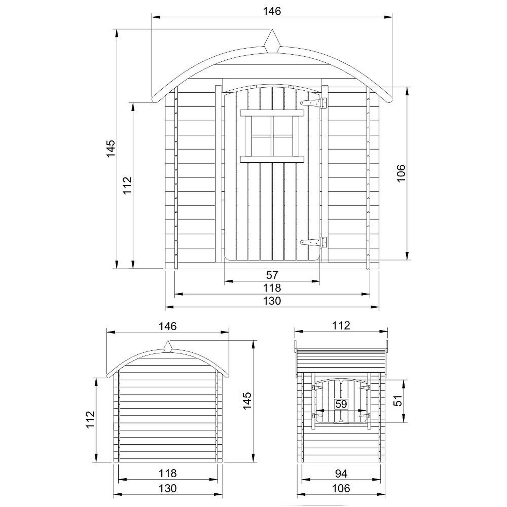 Voir la diapositive 4 : TIMBELA Maison en bois pour enfants sans plancher maison de jeux pour l'extérieur 112x146x145cm m505-1