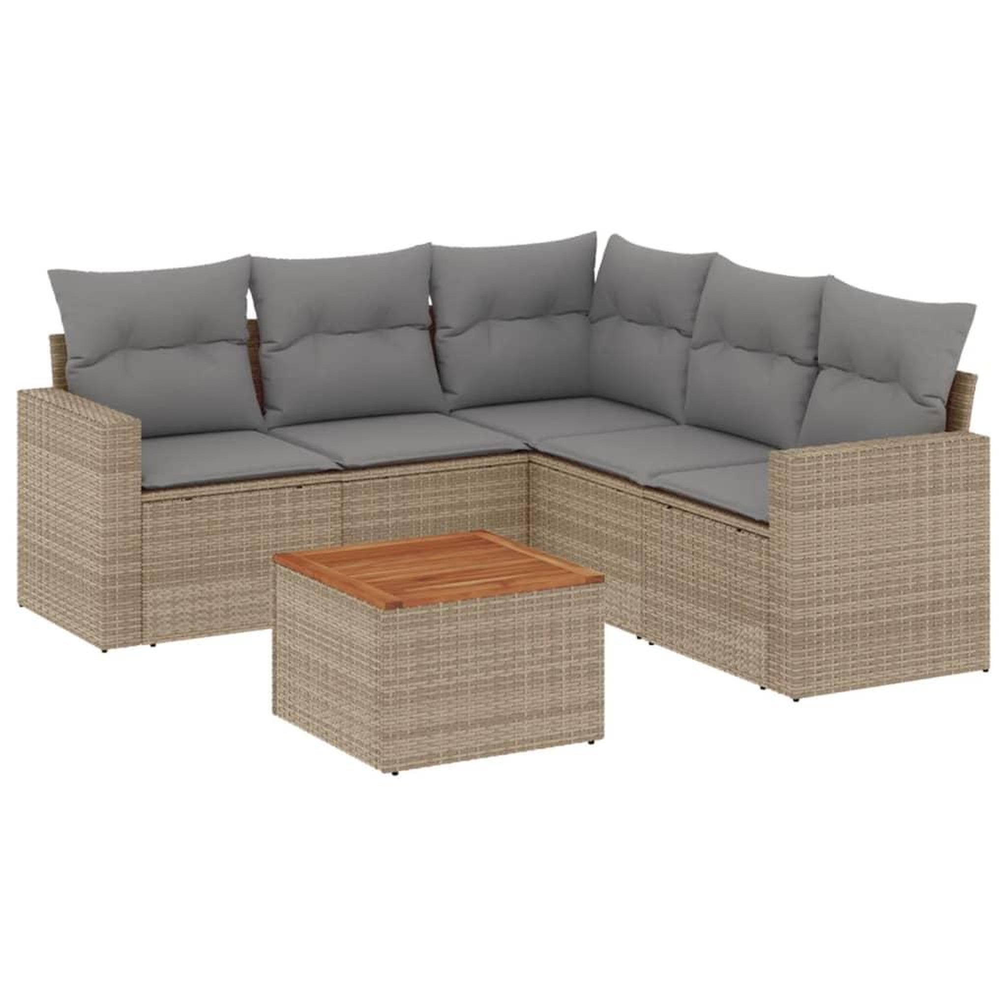Voir la diapositive 2 : VIDAXL Salon de jardin avec coussins 6 pcs beige resine tressee