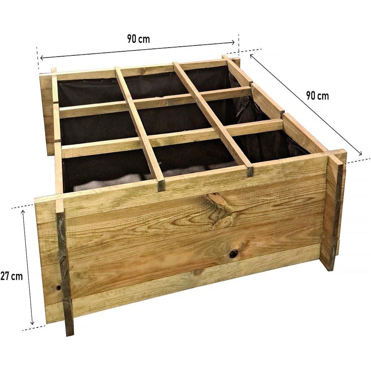 Habitat et Jardin Carré potager en bois  Iris  - 90 x 90 x 28 cm