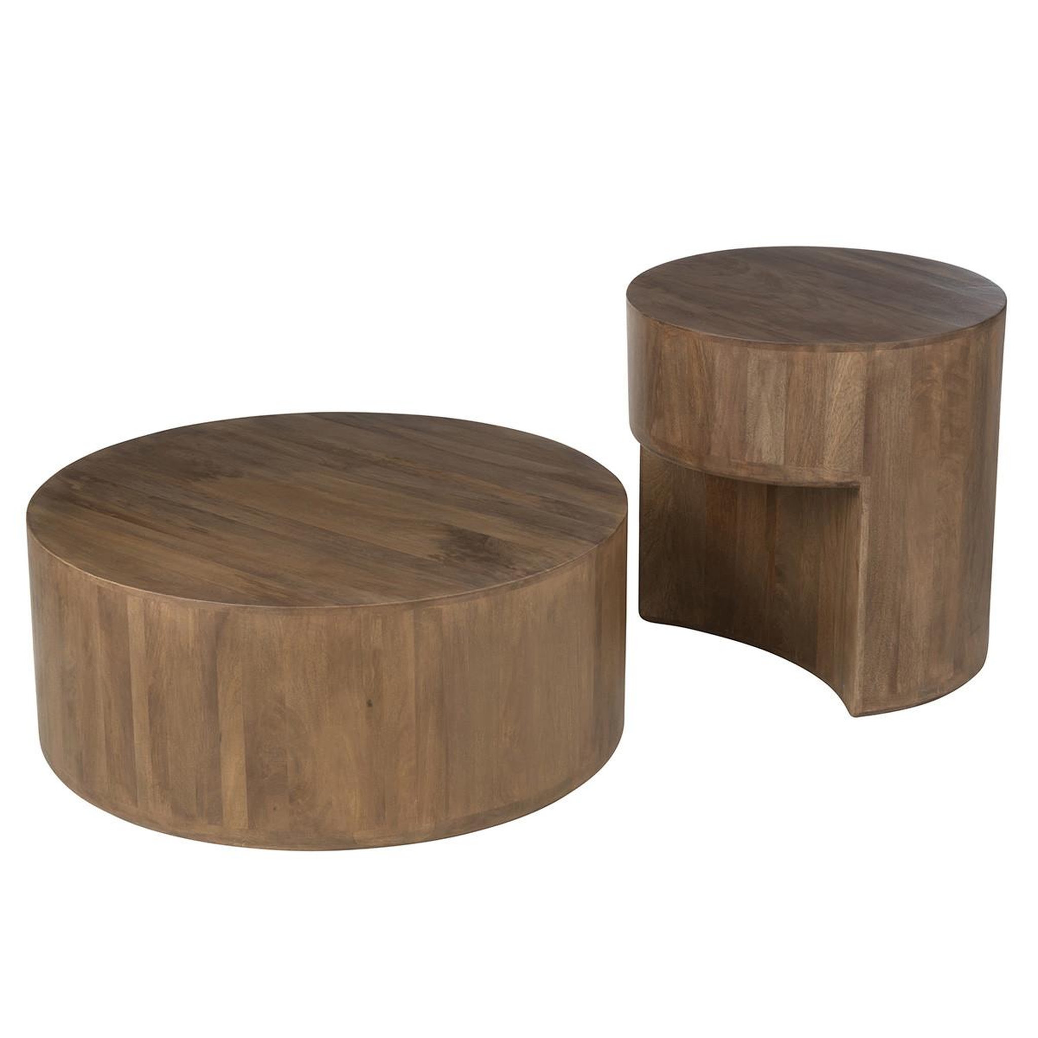 Voir la diapositive 2 : J-LINE Lot de 2 tables basses en bois  toge  75cm marron