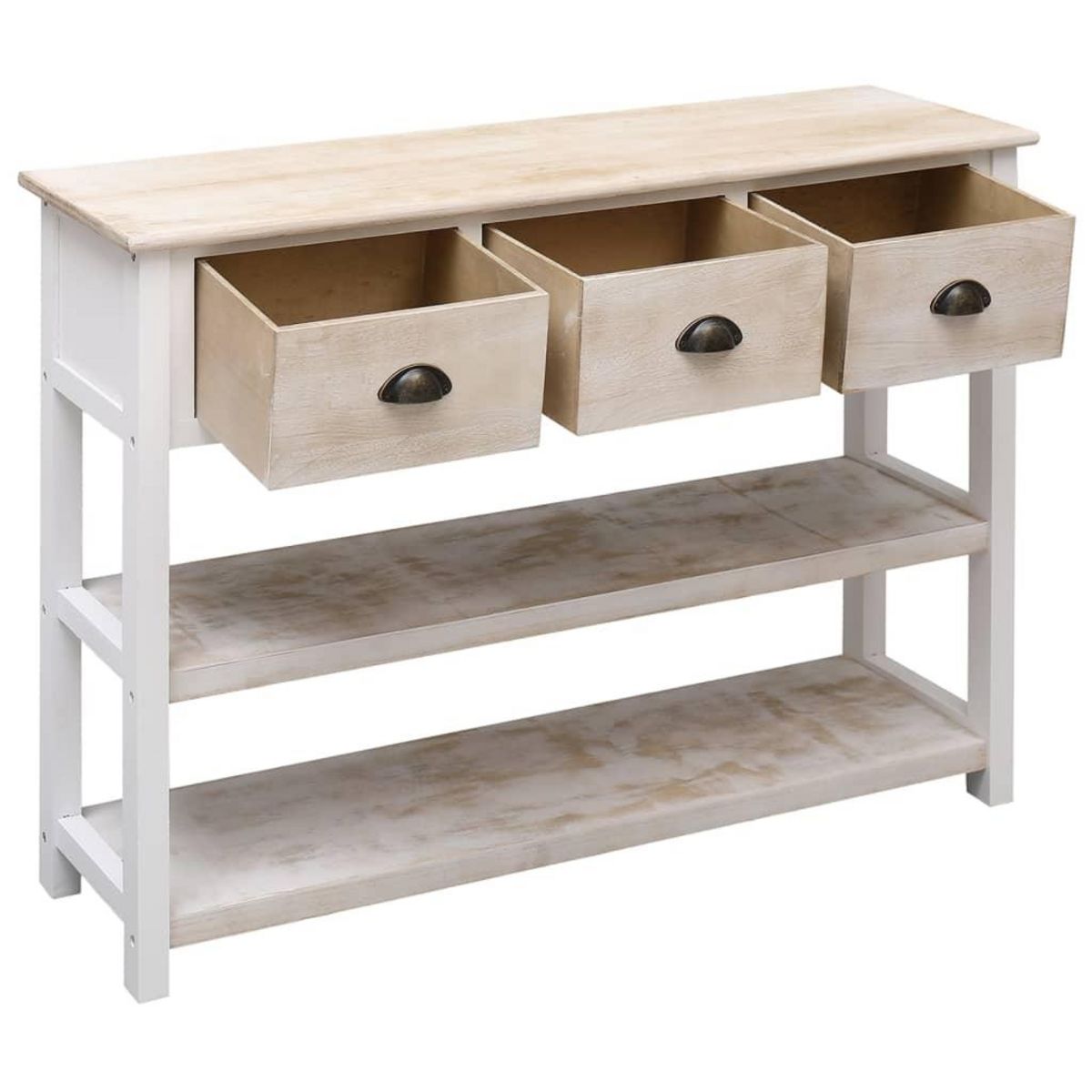 VIDAXL Buffet Blanc et marron 108x30x76 cm Bois de Paulownia massif