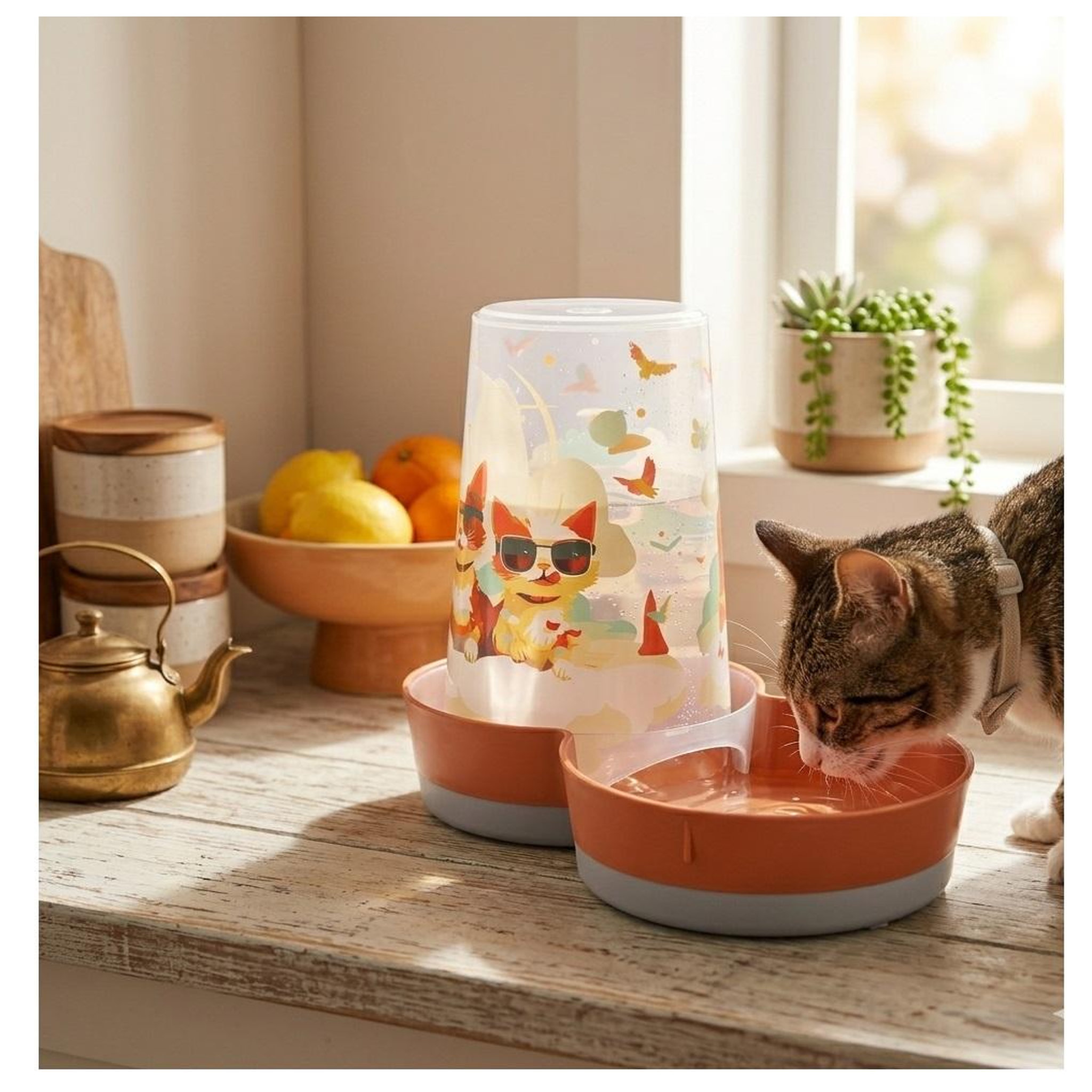 Voir la diapositive 5 : Eden Distributeur d'eau ou de nourriture chat au soleil