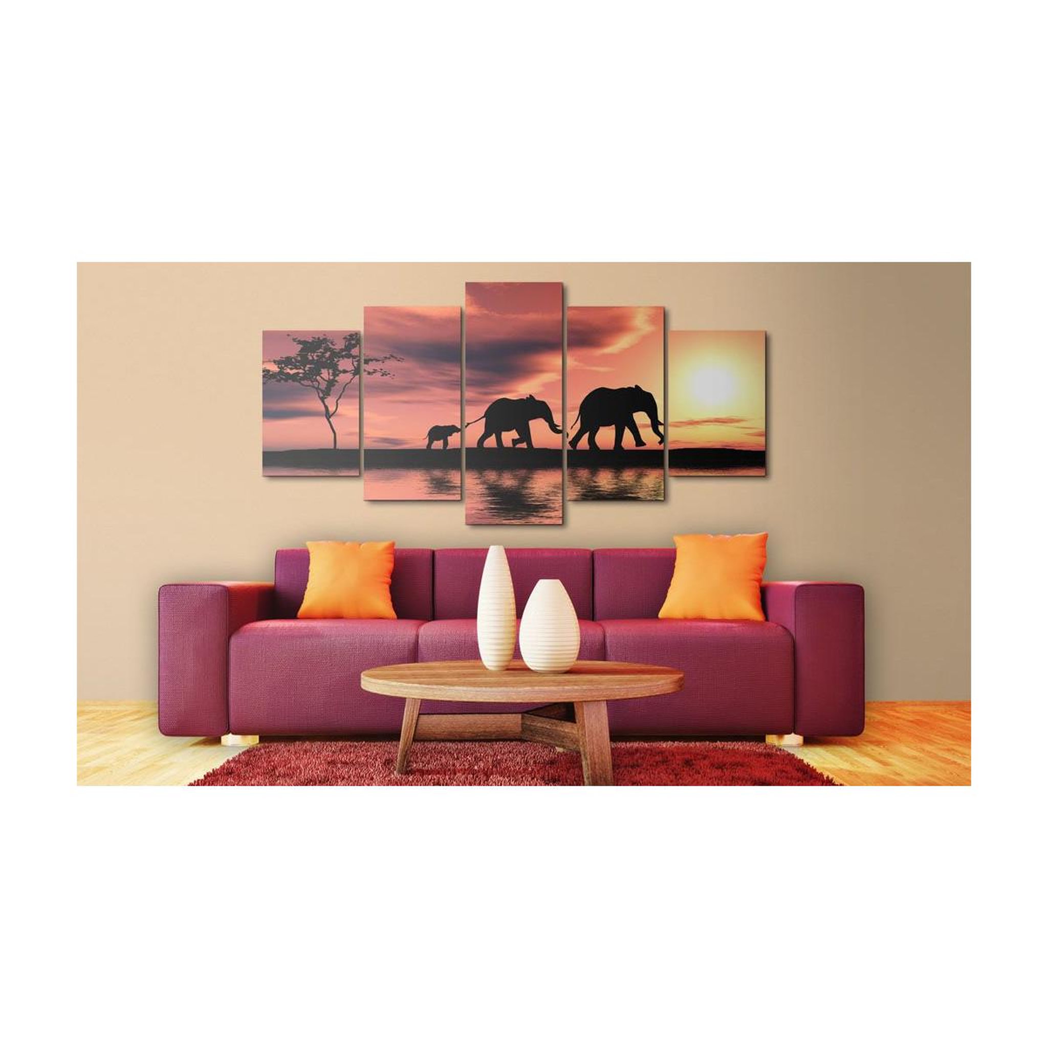 Voir la diapositive 2 : Paris Prix Tableau Imprimé  Famille des éléphents