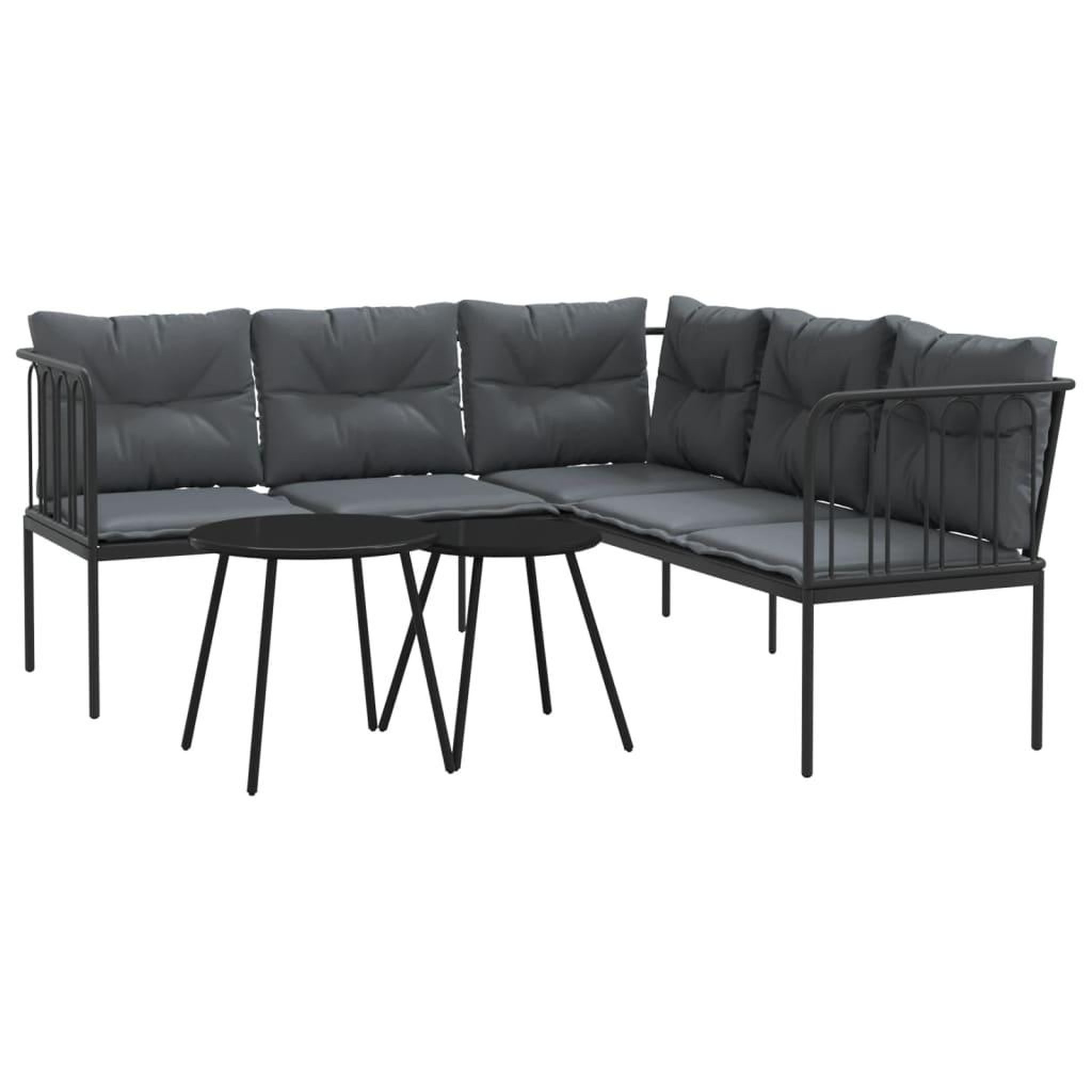 Voir la diapositive 2 : VIDAXL Ensemble de canapes de jardin et coussins noir acier textilene