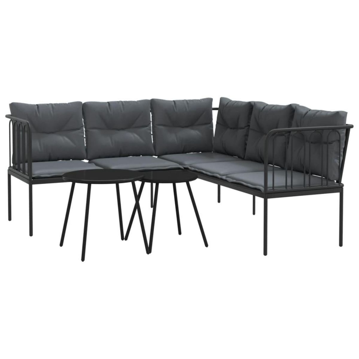 VIDAXL Ensemble de canapes de jardin et coussins noir acier textilene
