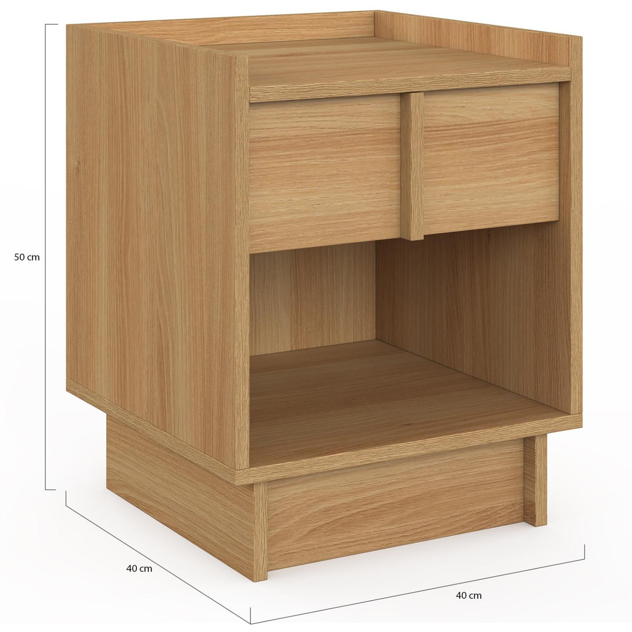 Voir la diapositive 5 : ID MARKET Lot de 2 tables de chevet rosie 1 tiroir et 1 niche façon hêtre design minimaliste