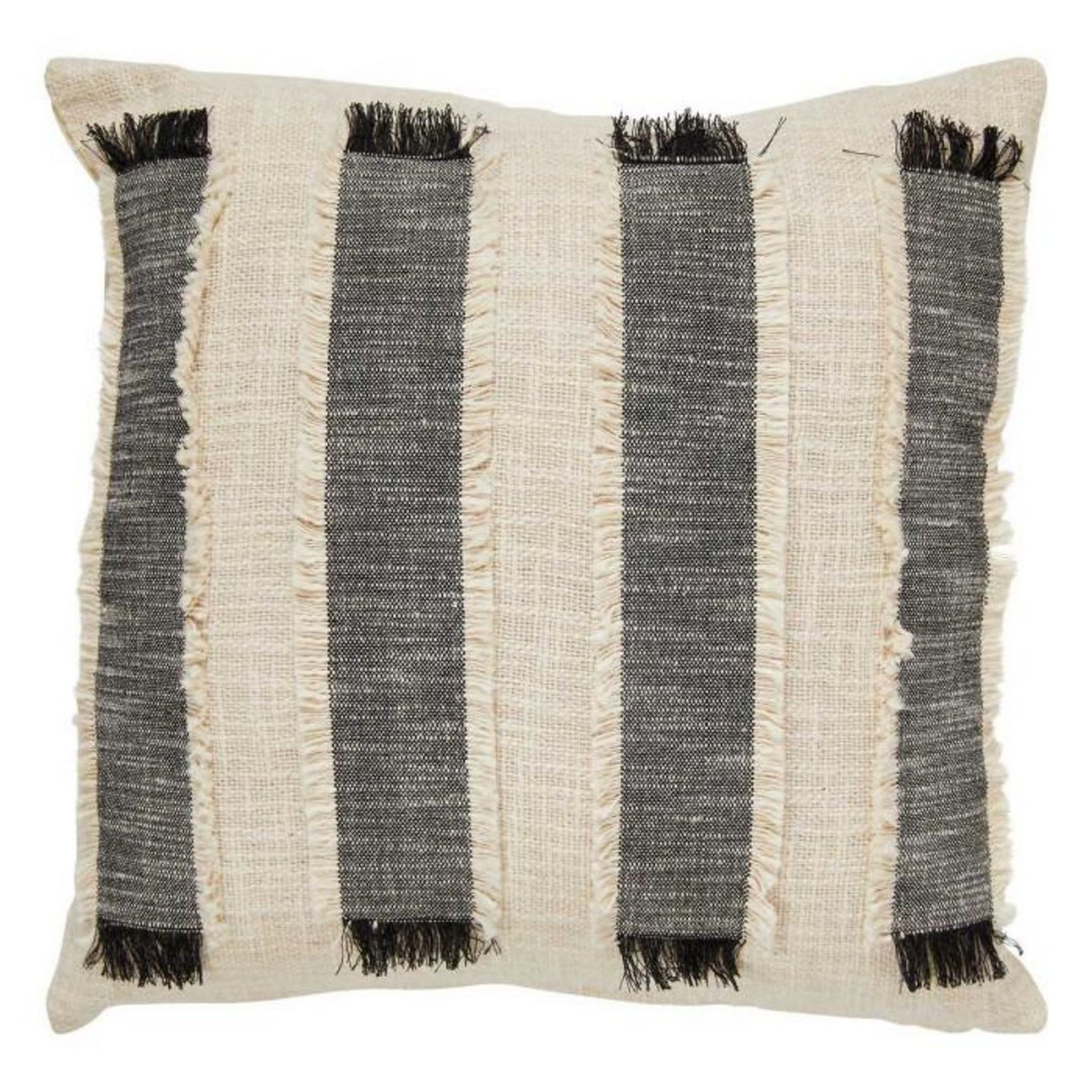 ATMOSPHERA Coussin Déco à Franges  Malakite  50x50cm Noir & Blanc