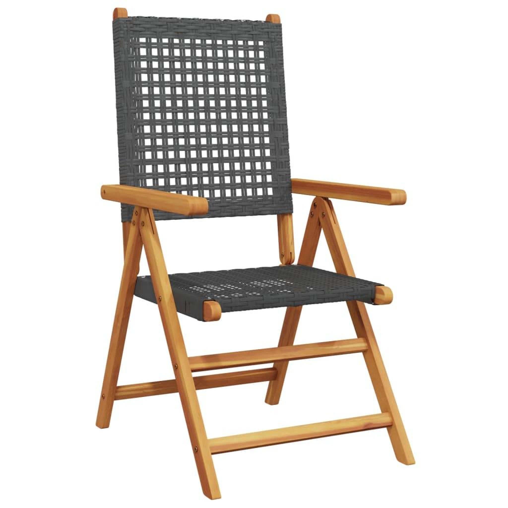 Voir la diapositive 3 : VIDAXL Chaises inclinables de jardin lot de 8 noir rotin bois massif