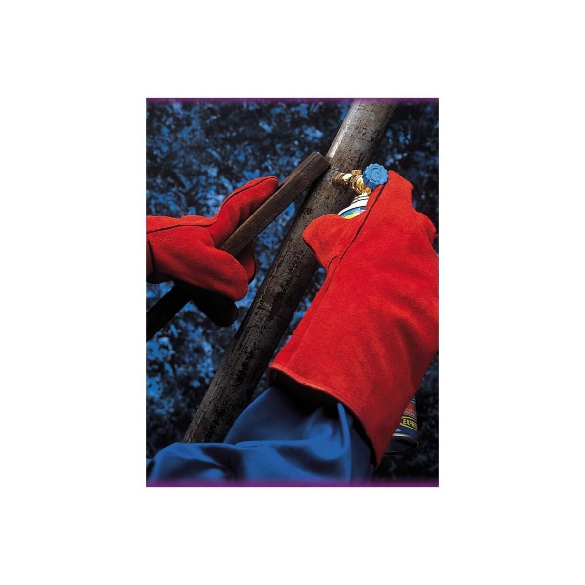 Proweltek Gants Anti Chaleur Taille10 Rouge - Gants en Cuir Croute de Bovin Manchette 15cm Protection thermique pour soudure, métallurgie