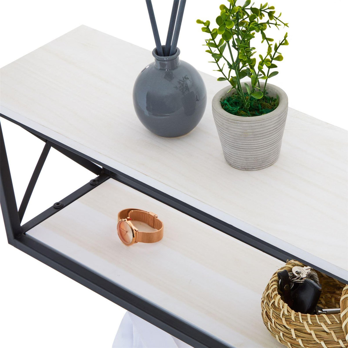 IDIMEX Porte-manteaux mural ARMANDO, avec 2 étagères en bois et cadre en métal