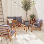 Voir la diapositive 2 : SWEEEK Salon de jardin en bois 4 places - Ushuaïa - Canapé, fauteuils et table basse en acacia, design