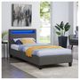 Voir la diapositive 2 : IDIMEX Lit LED simple LUCENO 90x190 cm, avec sommier, revêtement synthétique