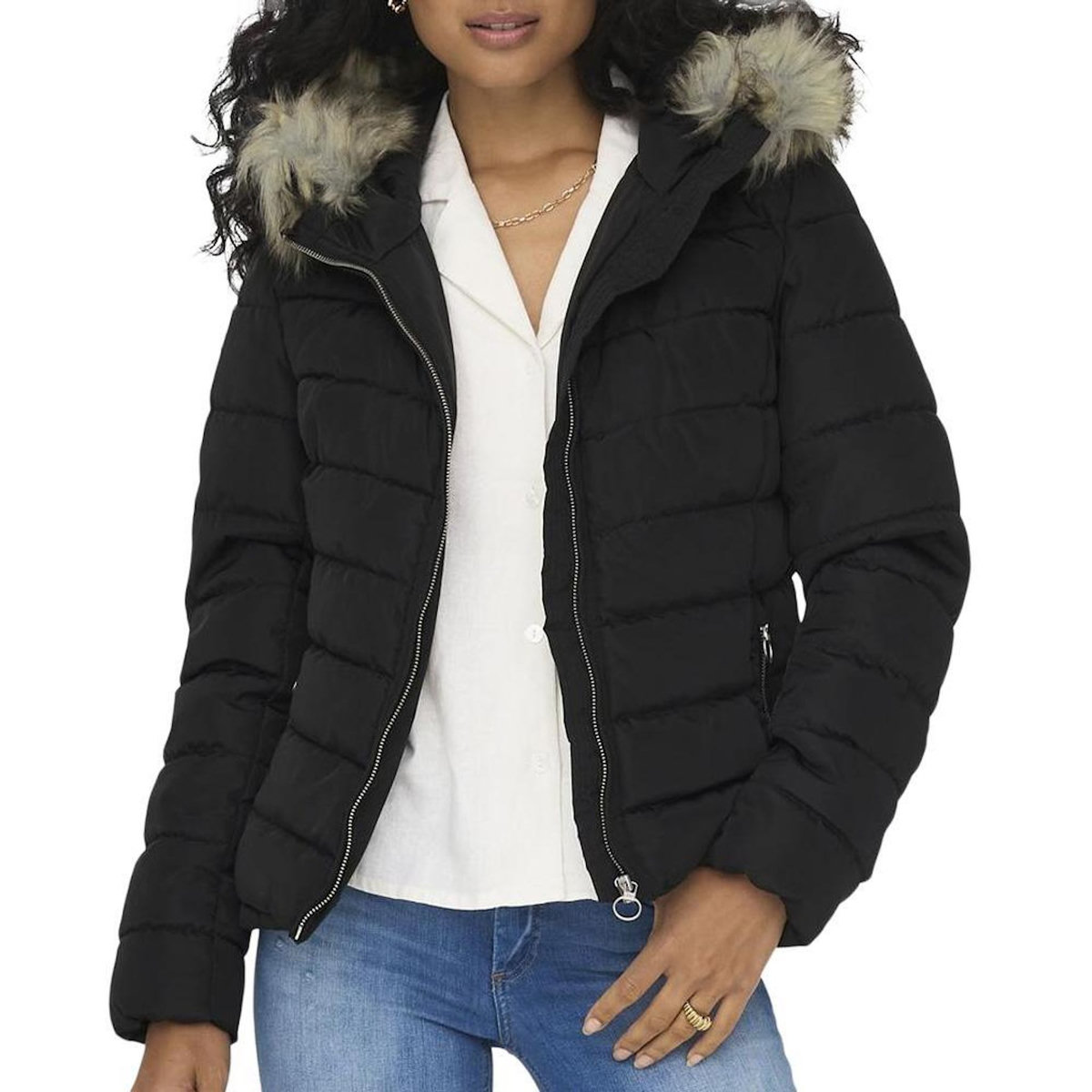 Only Doudoune Noir Femme Only Quilted
